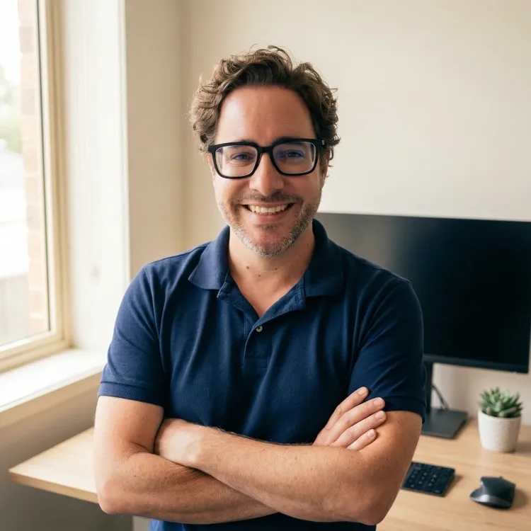 Lee Stoka of Digital Den in his Falcon, WA home office