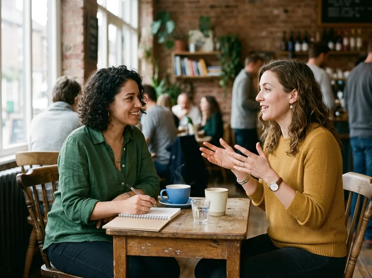 Business owner having a consulting conversation about AI tools