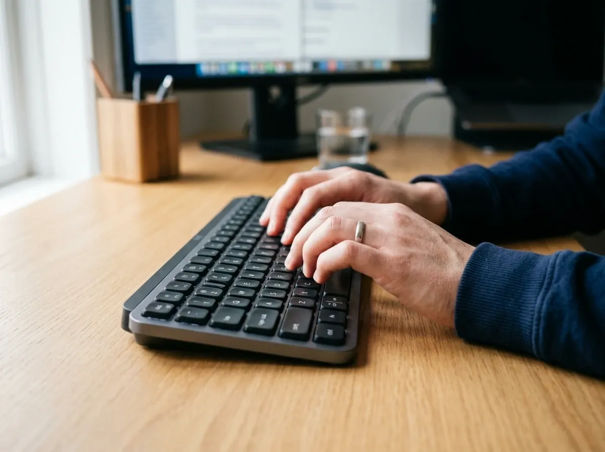 Mandurah small business owner reviewing AI workflow results on a laptop