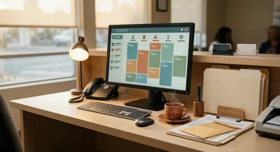 AI handling administrative healthcare tasks on a screen