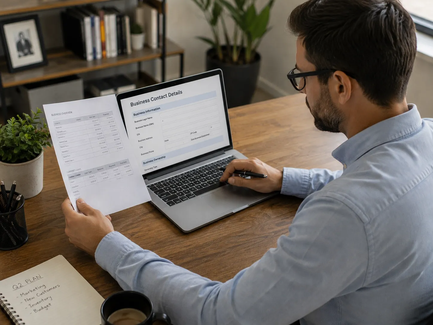 Business owner checking domain registration details on a computer