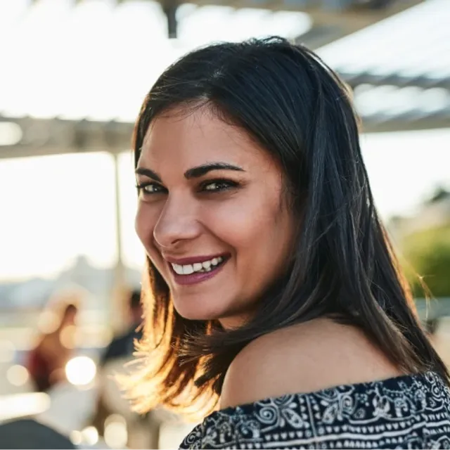 Woman browsing a business website on her phone