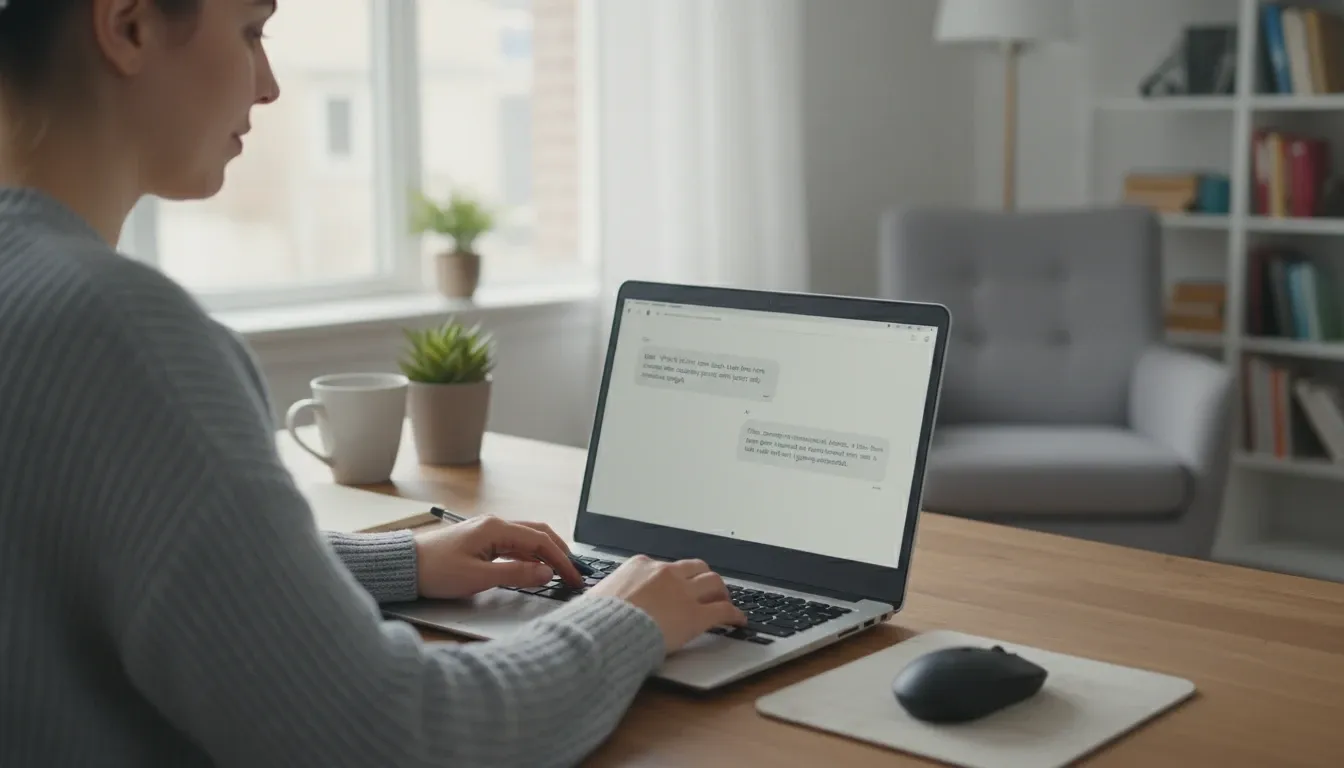 Laptop showing AI tool generating an llms.txt file