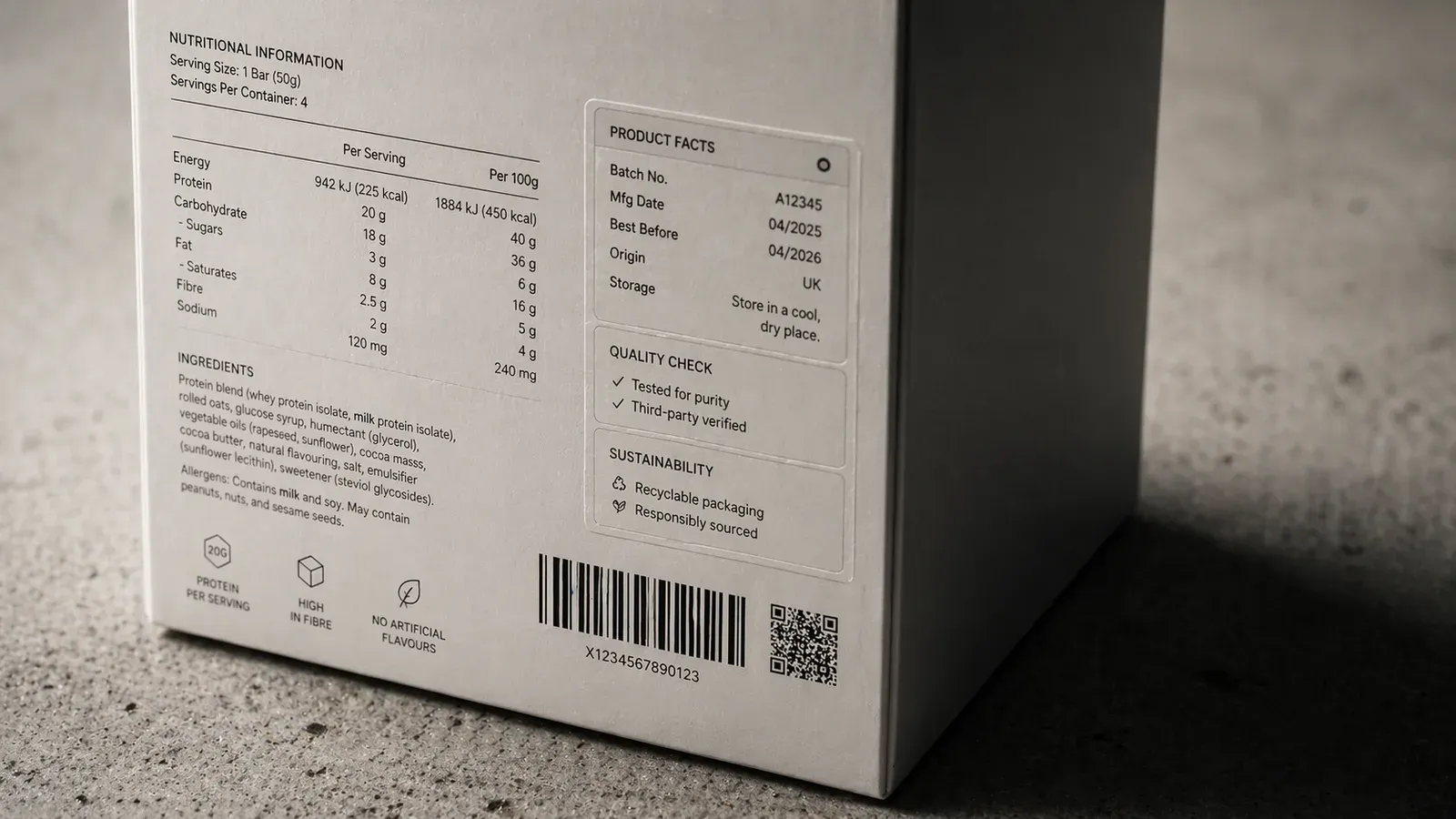 Detailed product mockup with fine text and small UI elements