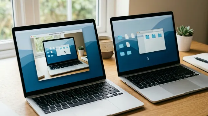 Technician connecting remotely to a business computer