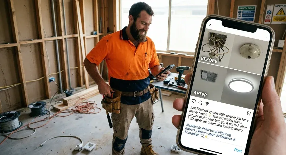 Tradie using AI to create social media content