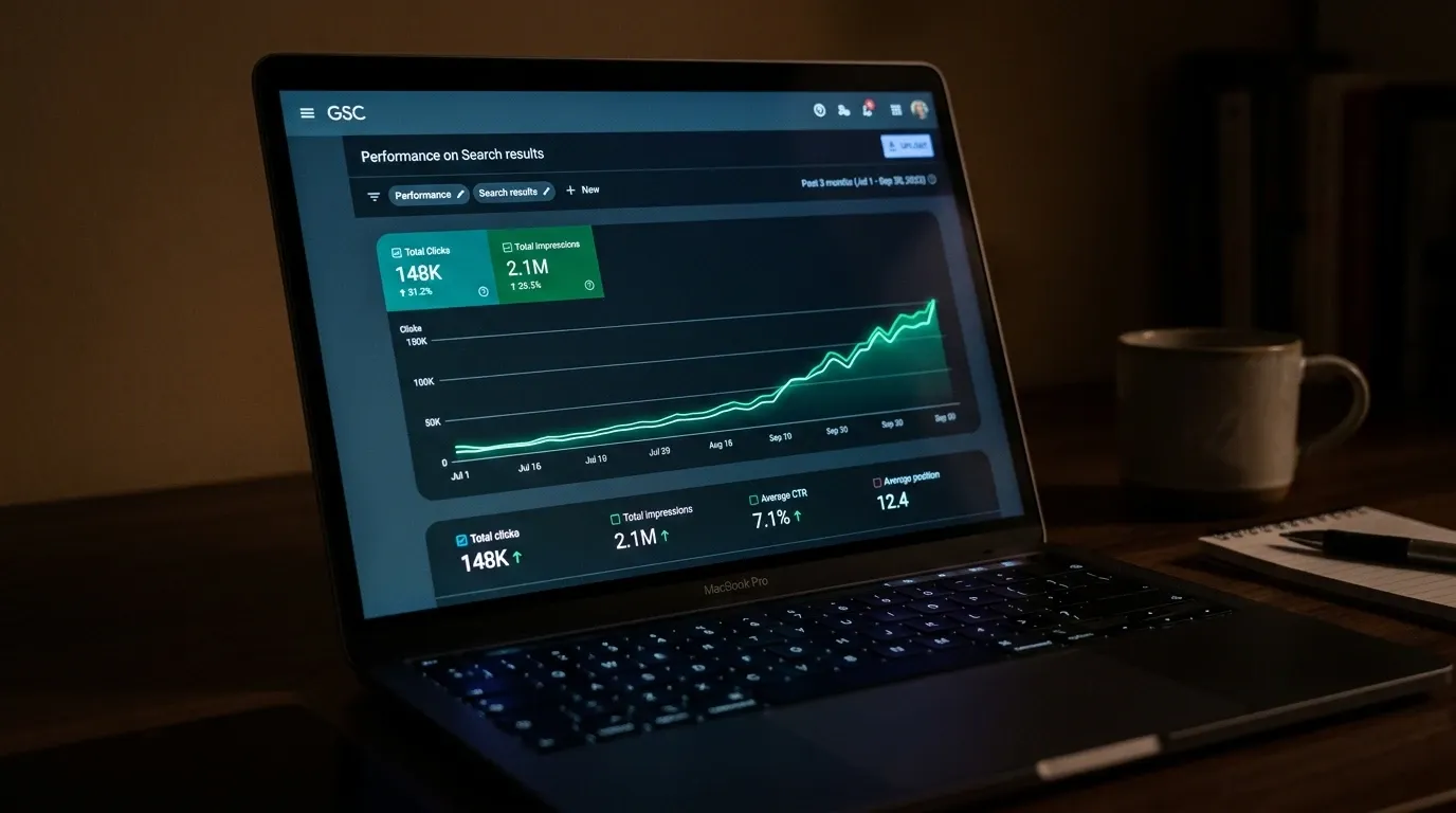 Website SEO performance dashboard showing local Mandurah search rankings